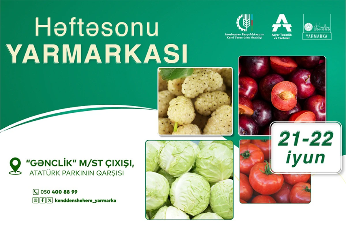 21-22 iyun tarixlərində “Kənddən Şəhərə” həftəsonu yarmarkası təşkil ediləcək
