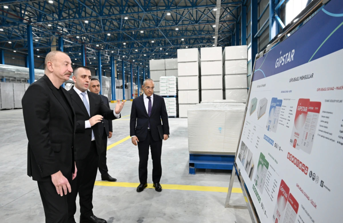 Prezidenti İlham Əliyev Goranboyda tikinti materialları istehsalı müəssisəsinin açılışında iştirak etdi - YENİLƏNDİ — 3