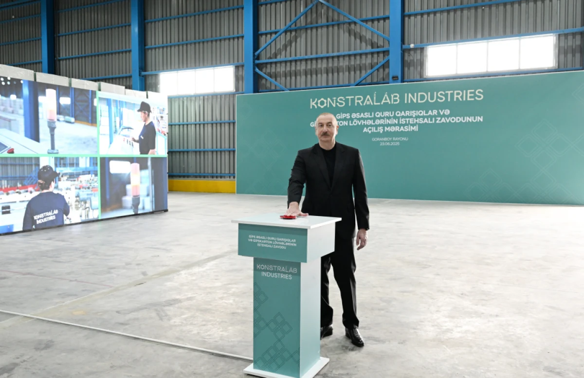 Prezidenti İlham Əliyev Goranboyda tikinti materialları istehsalı müəssisəsinin açılışında iştirak etdi - YENİLƏNDİ — 4