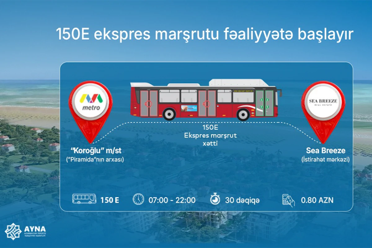“Sea Breeze” istirahət mərkəzinə aparan avtobus fəaliyyətə başlayır
