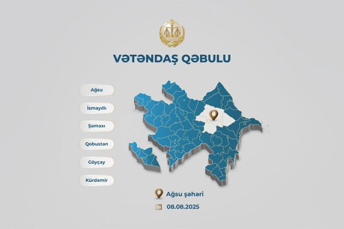 Ədliyyə naziri Ağsuda vətəndaşları qəbul edəcək