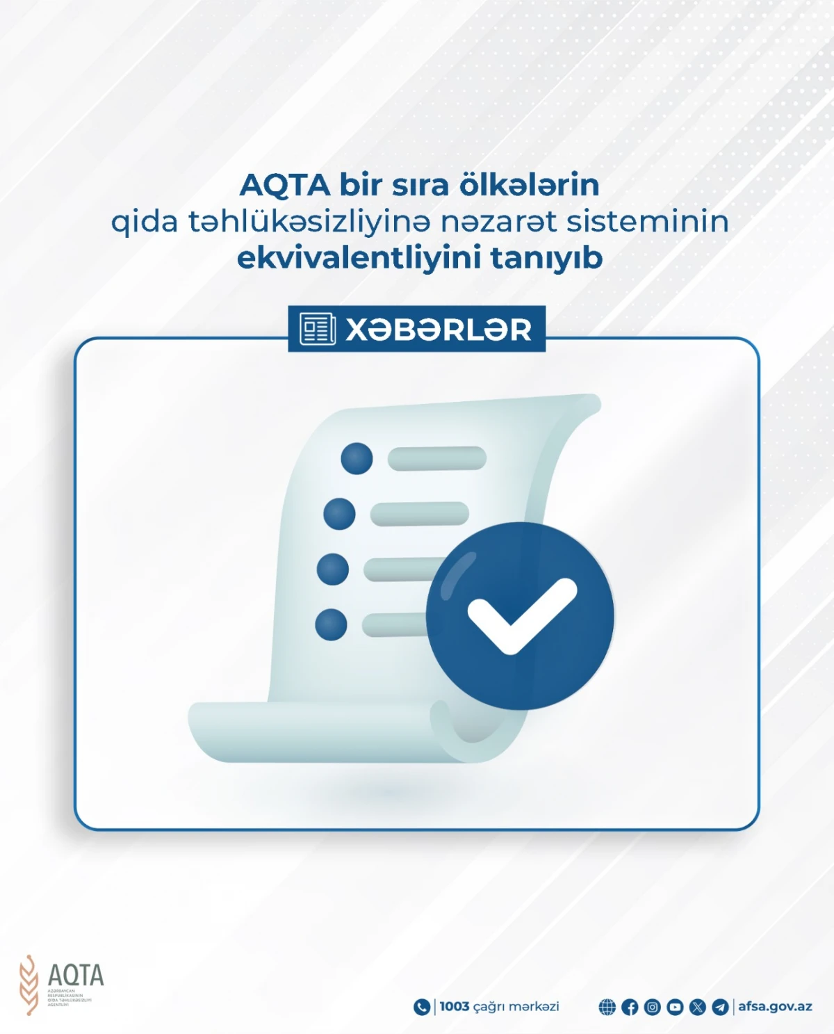 AQTA bir sıra ölkələrin qida təhlükəsizliyinə nəzarət sisteminin ekvivalentliyini tanıdı — 1