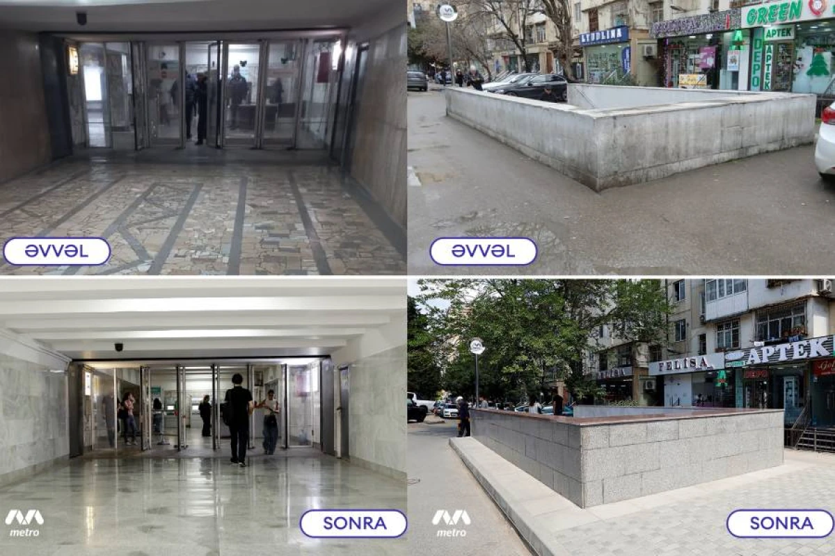 “Memar Əcəmi” metrostansiyasındakı keçiddə təmir işləri başa çatdı