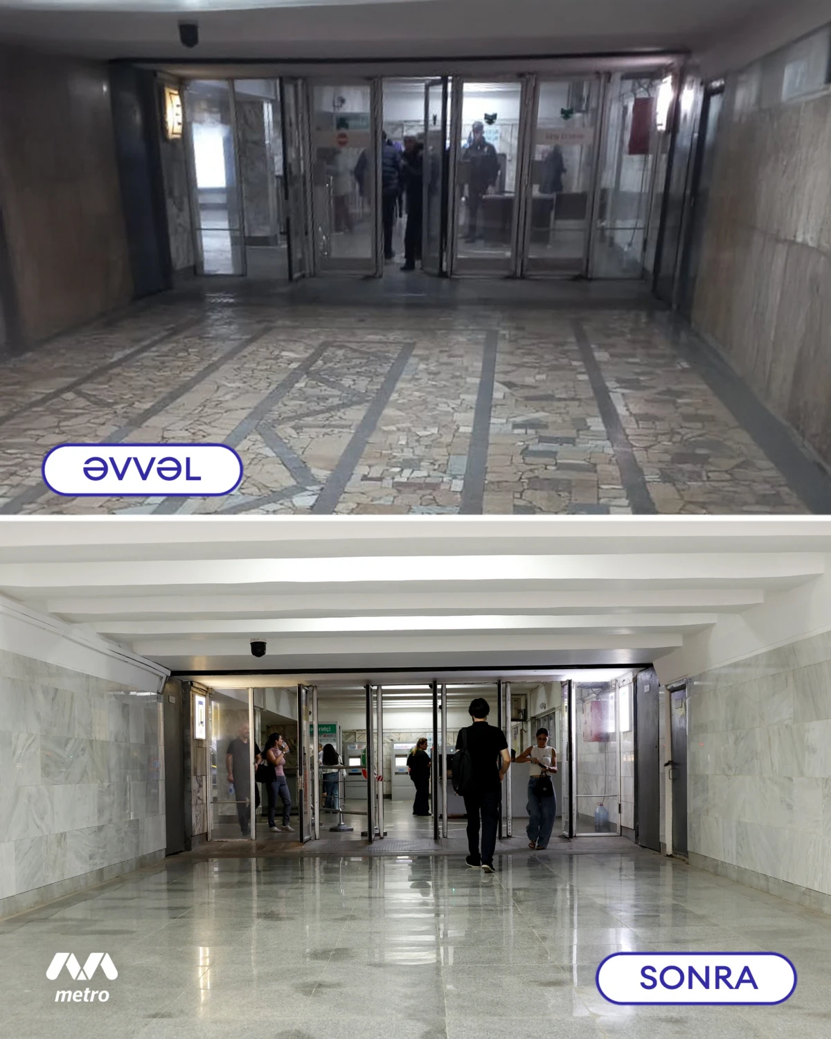 “Memar Əcəmi” metrostansiyasındakı keçiddə təmir işləri başa çatdı — 6