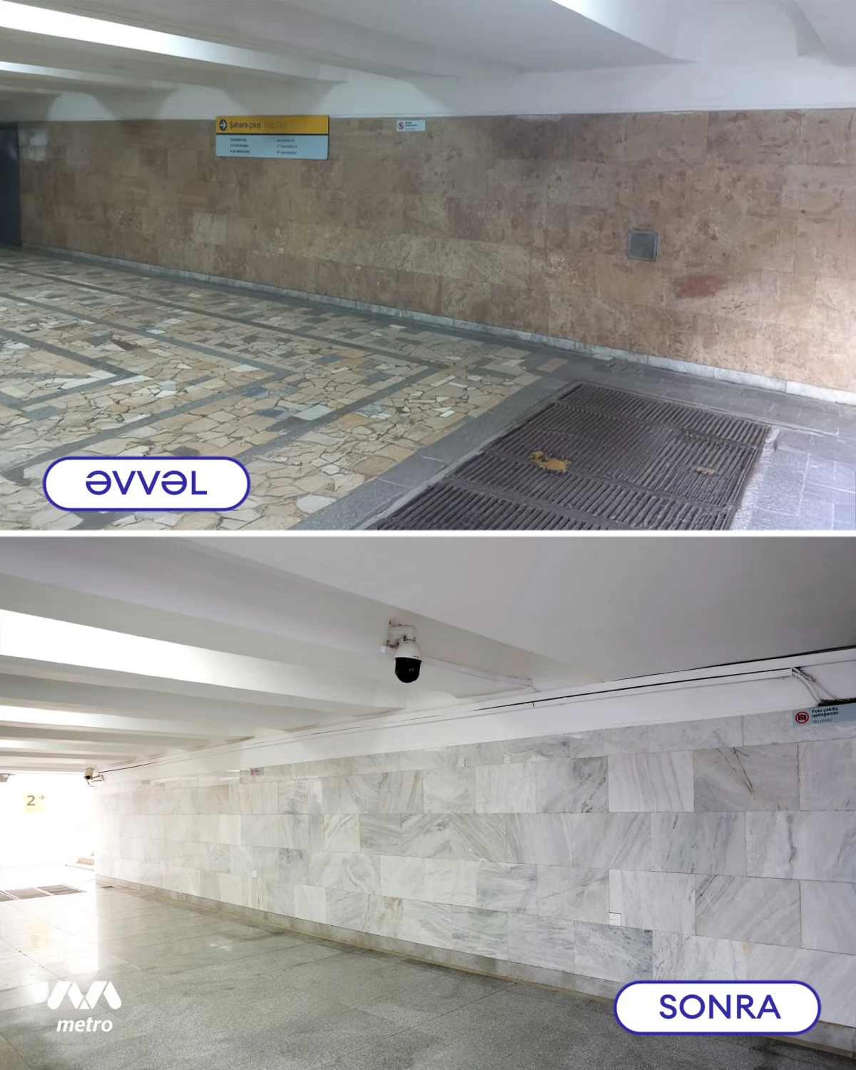 “Memar Əcəmi” metrostansiyasındakı keçiddə təmir işləri başa çatdı — 7