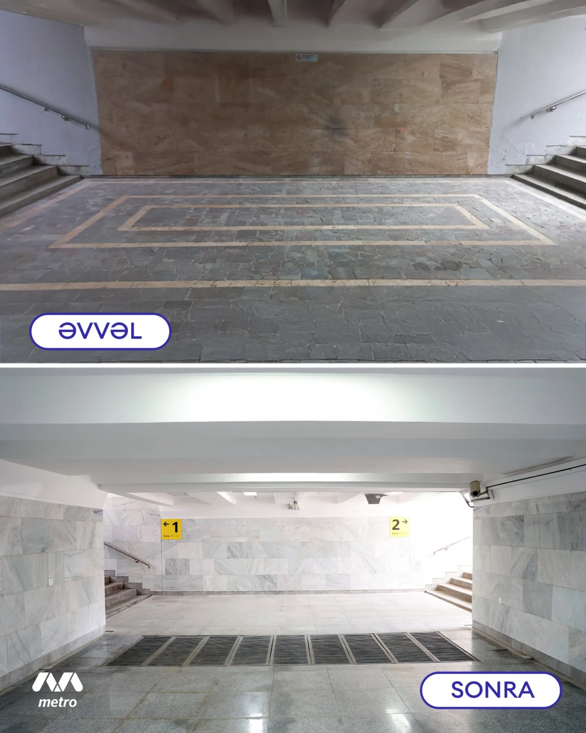 “Memar Əcəmi” metrostansiyasındakı keçiddə təmir işləri başa çatdı — 8