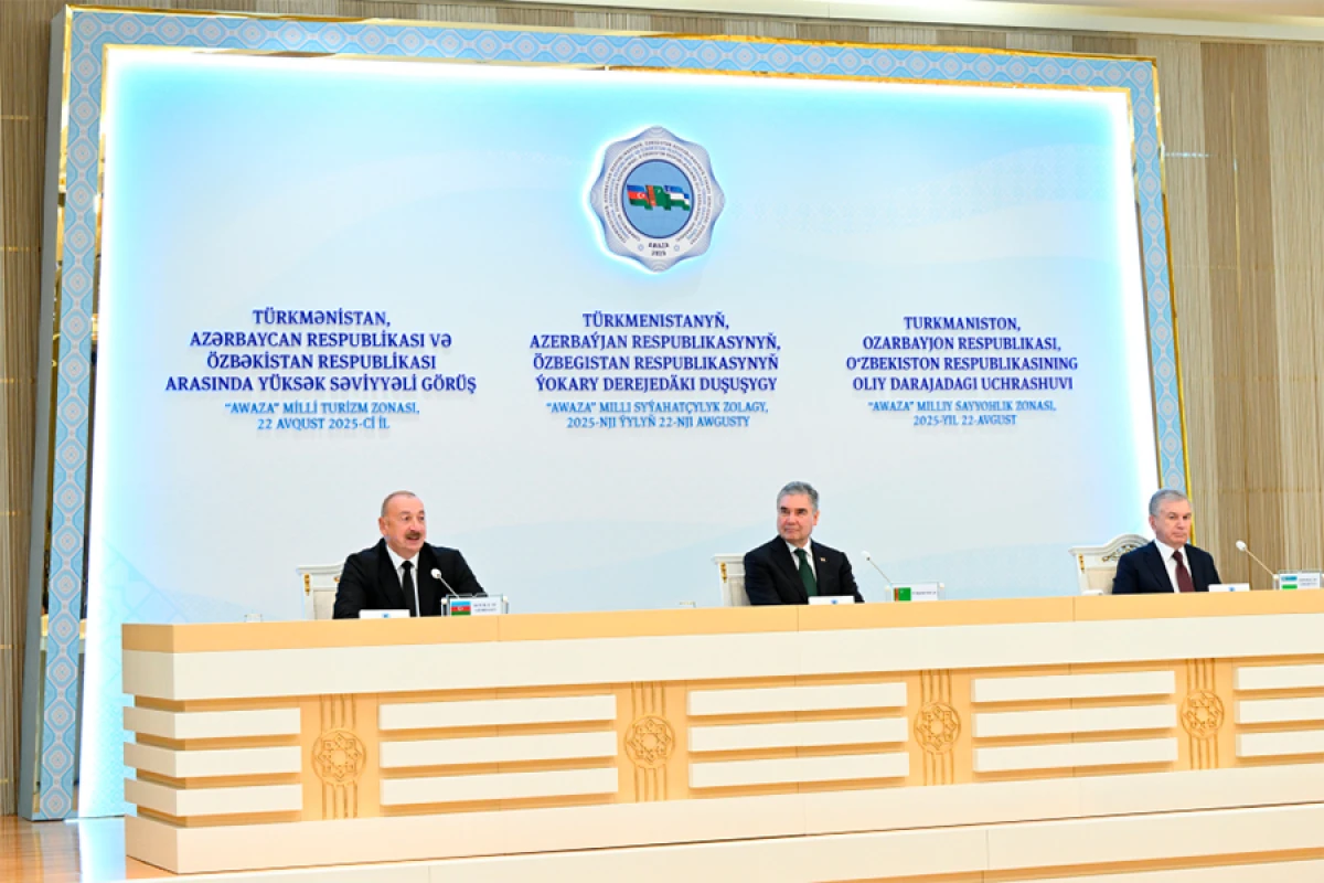 Azərbaycan, Türkmənistan və Özbəkistan liderləri mətbuata birgə bəyanatla çıxış etdilər - YENİLƏNDİ