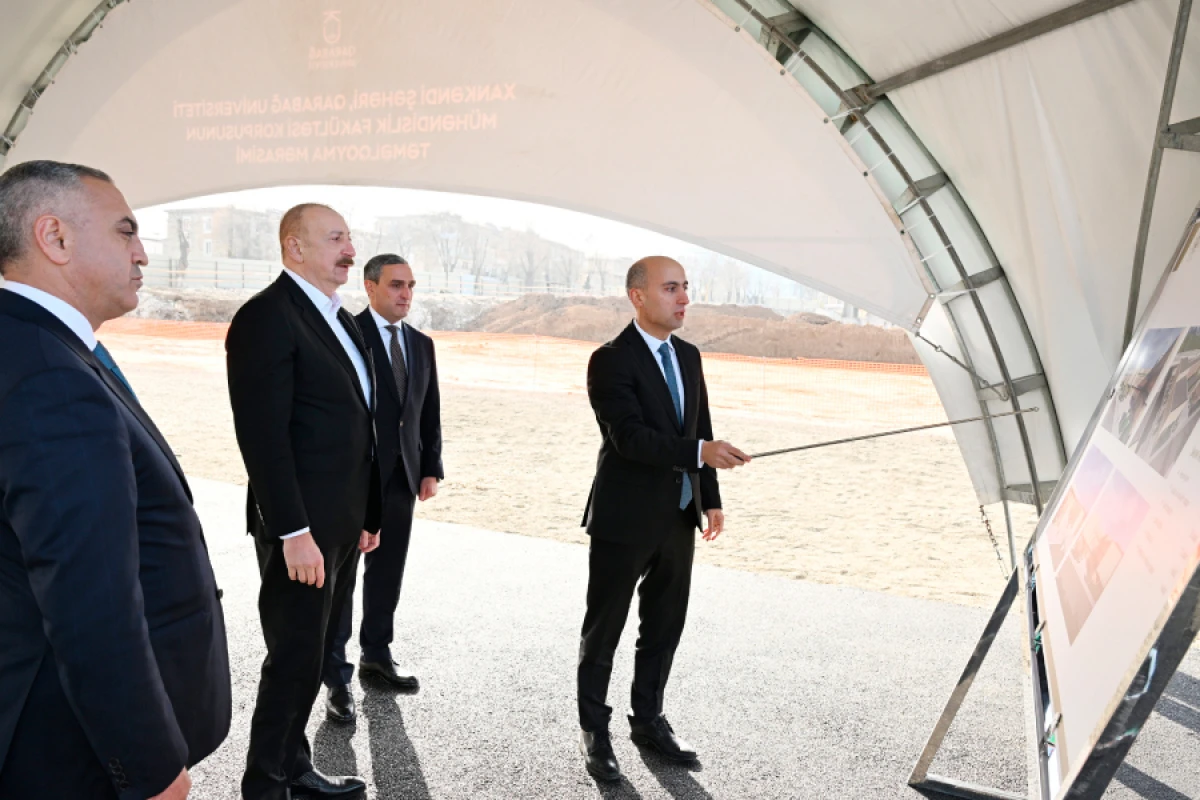 Prezident Xankəndidə Qarabağ Universitetinin Mühəndislik fakültəsinin binasının təməlini qoydu