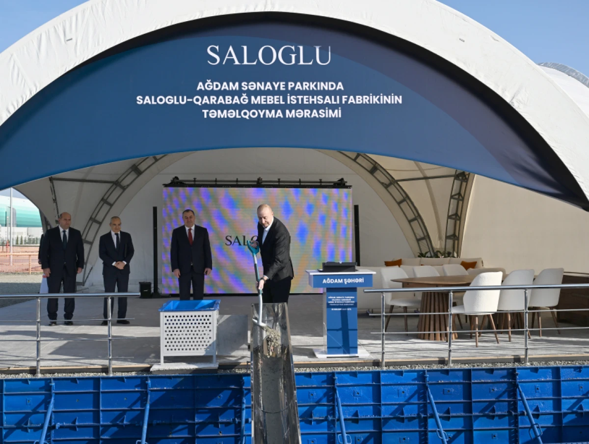 Prezident İlham Əliyev Ağdam Sənaye Parkında “Saloğlu Qarabağ” MMC-nin istehsal müəssisəsinin təməlini qoydu — 2