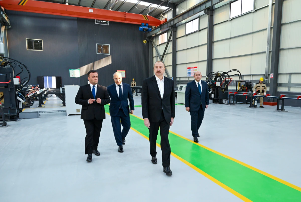 Prezident İlham Əliyev Ağdamda metal elektrik dirəklərinin istehsalı müəssisəsinin açılışında iştirak etdi — 3