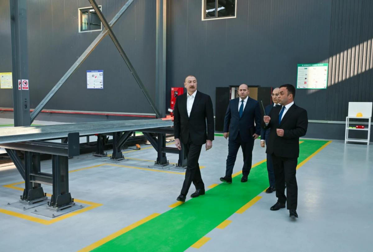 Prezident İlham Əliyev Ağdamda metal elektrik dirəklərinin istehsalı müəssisəsinin açılışında iştirak etdi — 6