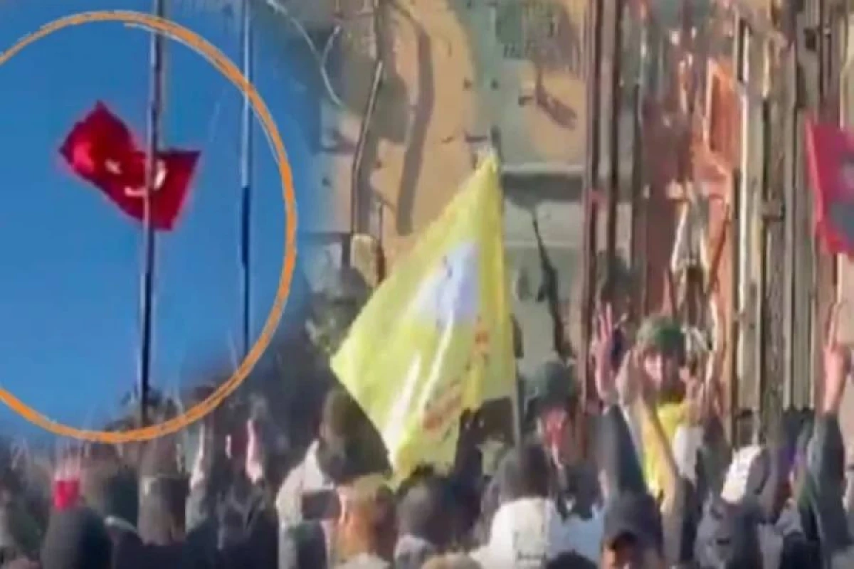 Türkiyədə  bir qrup şəxs sərhəddəki Türkiyə bayrağını endirdi