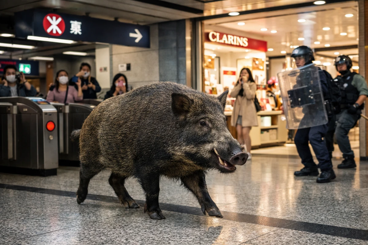 Vəhşi qaban metroya girdi,  dörd nəfəri yaraladı