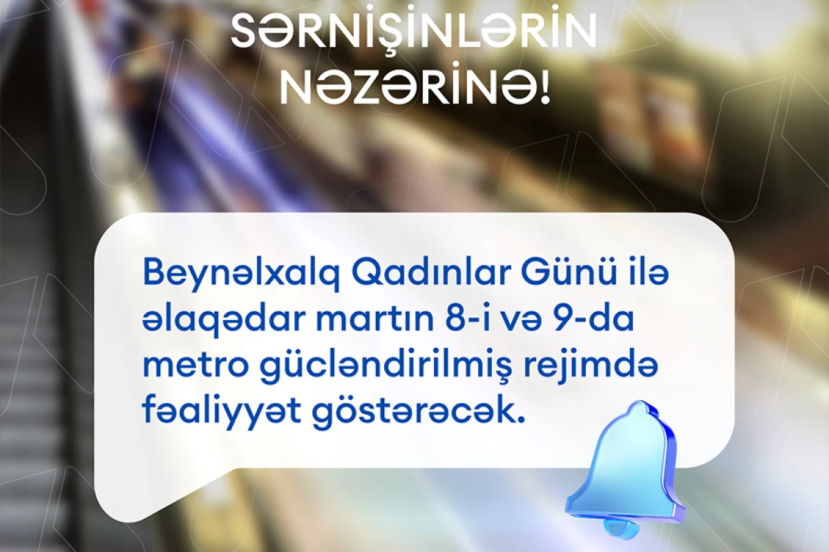 Bakı metropoliteni gücləndirilmiş iş rejimində çalışacaq