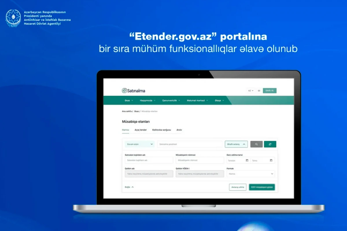 Dövlət satınalmalarının vahid internet portalının funksionallığı artırıldı